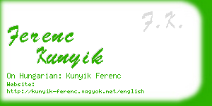ferenc kunyik business card